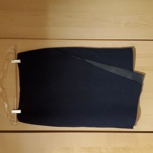 Zara wool pencil skirt with faux leather applique